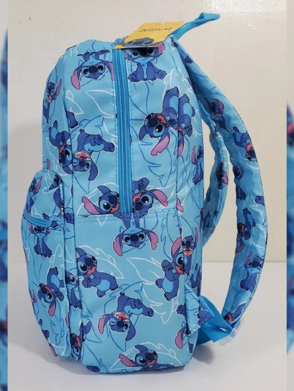 DISNEY STITCH BACKPACK KIDS ALLOVER PRINT STITCH LOGO BOTTLE POCKET